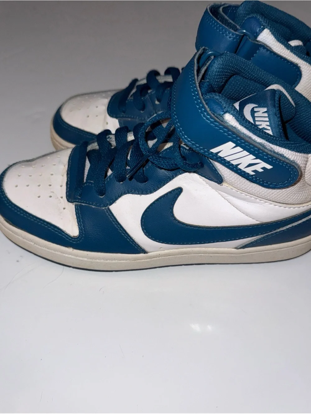 Nike Court Borough Mid 2 GS Shoes White Blue CD7782-108 Size 5Y